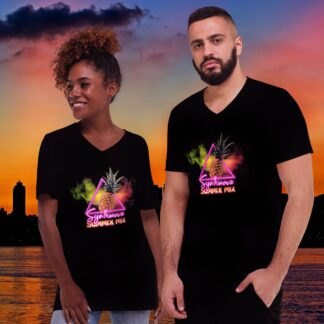 Synthwave Summer Mix Unisex Short Sleeve V-Neck T-Shirt